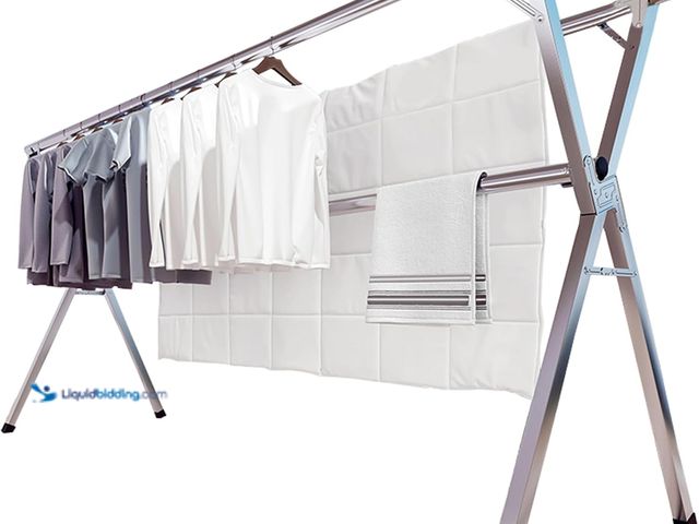 Lot 49-5543397 - 79 Inches Clothes Drying Rack, Drying Rack Clothing Folding Indoor Outdoor, Heavy Duty Stainless Ste...