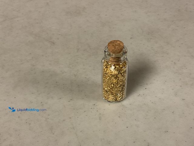 Lot 49-1830704 - RARE ONE INCH GLASS VILE OF PURE 24K GOLD FLAKES #COINS0219