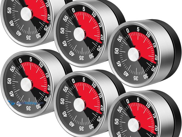 Lot 49-3528558 - 6 Pcs 60 Minute Magnetic Visual Timer 2.36 Inches Small Kitchen Countdown Timer Stainless Steel Mech...