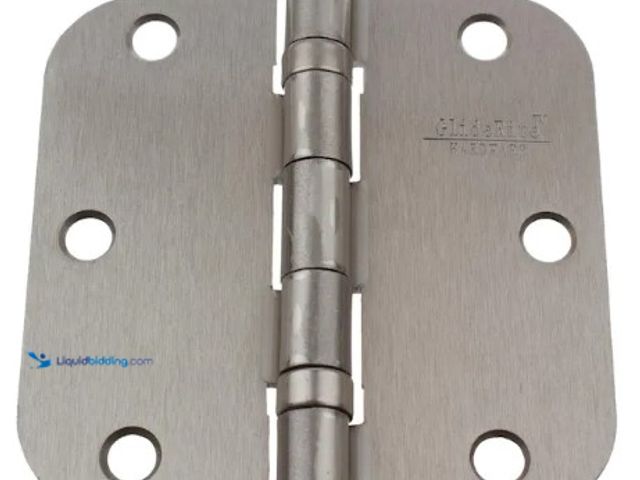Lot 49-3612859 - Lot of (2) GlideRite 3-1/2 in. Satin Nickel Steel Ball-Bearing Door Hinge 5/8 in. Corner Radius with...
