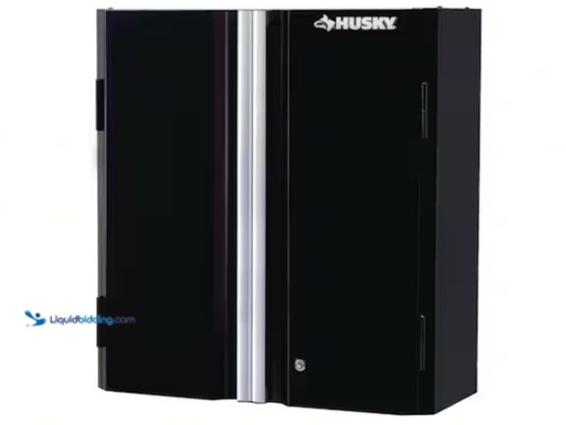 Lot 49-1519038 - Husky Ready-to-Assemble 24-Gauge Steel Wall Mounted Garage Cabinet in Black (28 in. W x 29.7 in. H x...