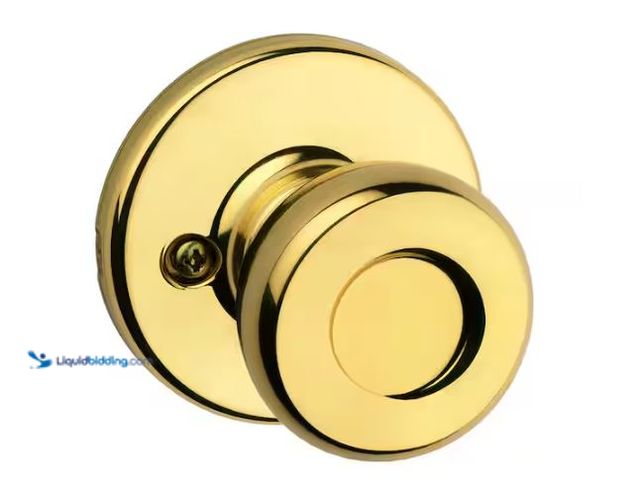 Lot 49-1627026 - Lot of (4) Kwikset Tylo Polished Brass Dummy Door Knob Featuring Microban Antimicrobial Technology M...