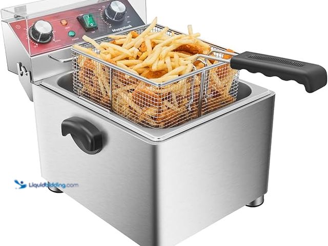 Lot 49-3600384 - Mvegoiuok Electric Deep Fat Fryer With Basket and Lid 1800W Commercial Deep Fish Fryer With Oil Filt...