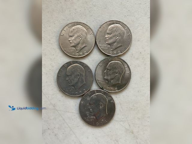 Lot 49-5350436 - LOT OF 5 “IKE” EISENHOWER LARGE ONE DOLLAR COINS INCLUDING 972 AND 1974