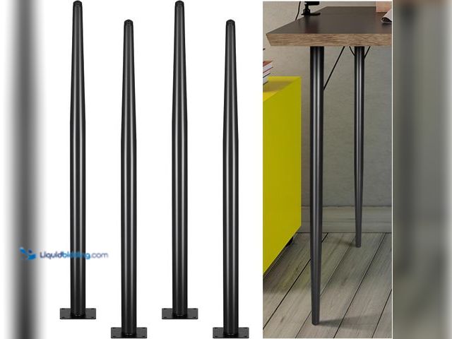 Lot 49-3532248 - 5 Pack 30 Inches Metal Table Legs Round Tapered Furniture Legs Heavy Duty Replacement Chair Feet wit...