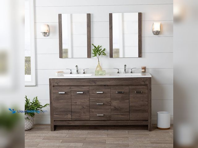 Lot 49-5468706 - Home Decorators Collection
Warford 61 in. Double Sink Vintage Oak Bath Vanity with White Cultured M...