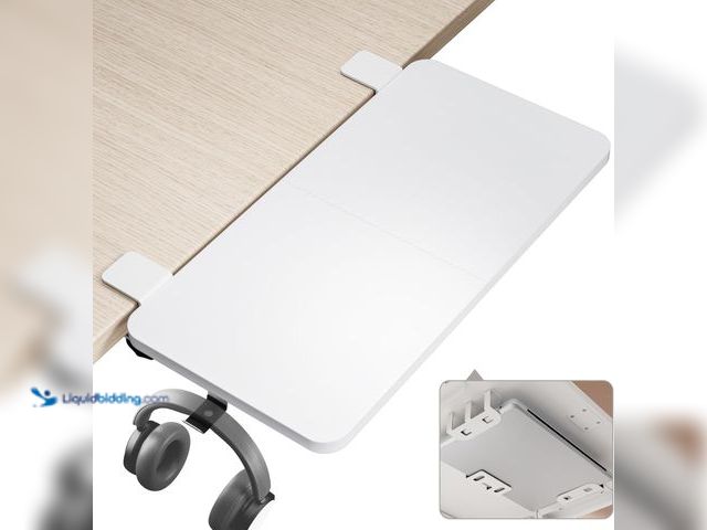 Lot 49-5459634 - Desk Extender Tray, 24" x 12" Clamp On Shelf, Desk Extension with Laptop Holder, Table Arm Rest, Cla...