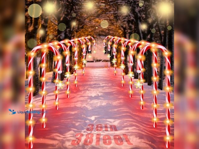 Lot 49-3472680 - 36" Outdoor Christmas Decorations, Auto Timer Real 30" Candy Cane Lights Outdoor Pathway, 8 Flashing...