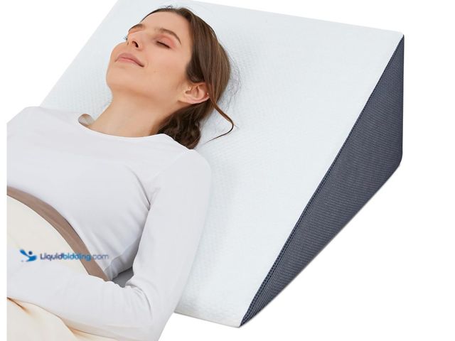 Lot 49-1516534 - Bed Wedge Pillow for Sleeping, 8" 24" 24" Triangle Pillow Wedge, Cooling Memory Foam Top, Elevated S...