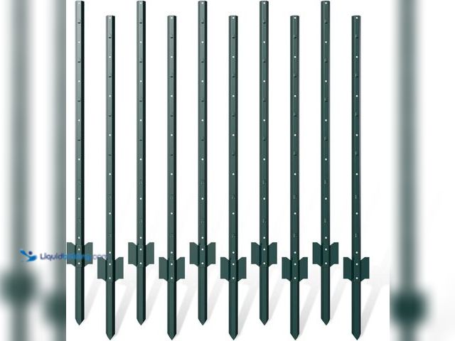 Lot 49-3536811 - 10 Pack Metal Fence Post, 4 Feet Heavy Duty Garden with U-Post, No Dig Garden Fence Stakes for Tempo...