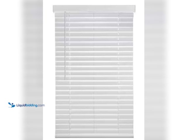 Lot 49-3615757 - Home Decorators Collection White Cordless Faux Wood Blinds for Windows with 2" Slats - 47"W x 48"L (...