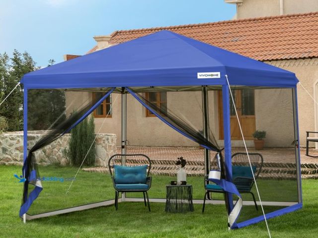 Lot 49-1516437 - VIVOHOME 8x8ft Easy Pop-Up Canopy, Outdoor Screen Tent with Mosquito Netting, 2 Zipper Doors, and Ro...