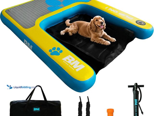 Lot 49-5554319 - BM Inflatable Dog Pool Ramp, Dog Boat Ramp Supports Up to 220 lbs | Floating Dog Dock Ladder for Pon...
