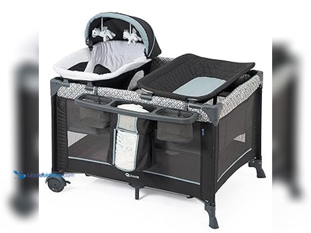 Lot 49-3527613 - 5 in 1 Multifunctional Pack and Play,Qutanix Foldable Baby Crib with Bassinets,Changing Table,Newbor...