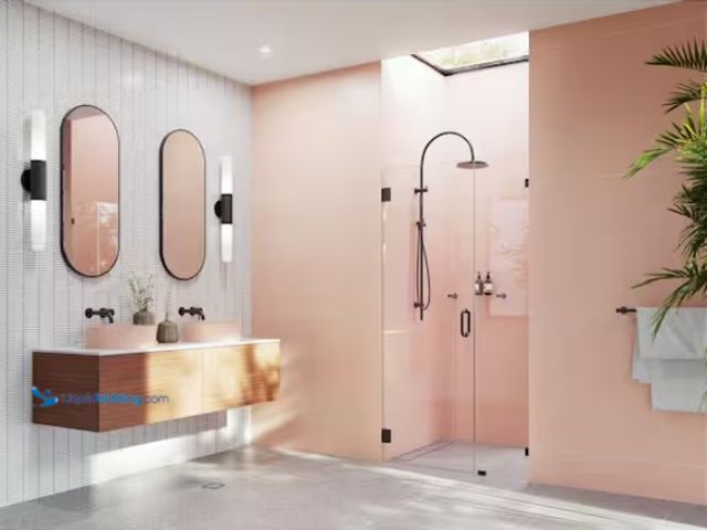 Lot 49-1550424 - Glass Warehouse Illume 39.75 in. W x 78 in. H Wall Hinged Frameless Shower Door in Matte Black Finis...