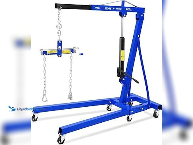 Lot 49-5448220 - 2 T Folding Hydraulic Engine Hoist with Leveler, 4400 LBS Cherry Picker Shop Crane with Telescopic B...