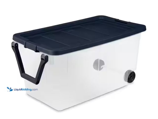 Lot 49-3470881 - Sterilite 160 Qt. Storage Box, Heavy Duty, Model # 14674K02, Slightly used, NO wheels.  Ref#SB1029