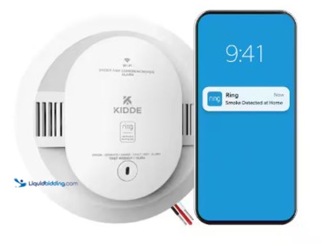 Lot 49-2025419 - Kidde Hardwired Smart Smoke and CO Detector Plus AA Battery, Ring App Enabled ,Wireless Interconnect...