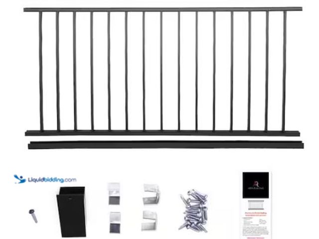 Lot 49-1514630 - Aria Railing 36 in. x 69.43 in. Black Powder Coated Aluminum Preassembled Deck Railing Model # A366P...