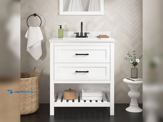 Lot 49-5512256 - Home Decorators Collection Autumn 30 in. Single Sink Freestanding White Bath Vanity with White Engin...