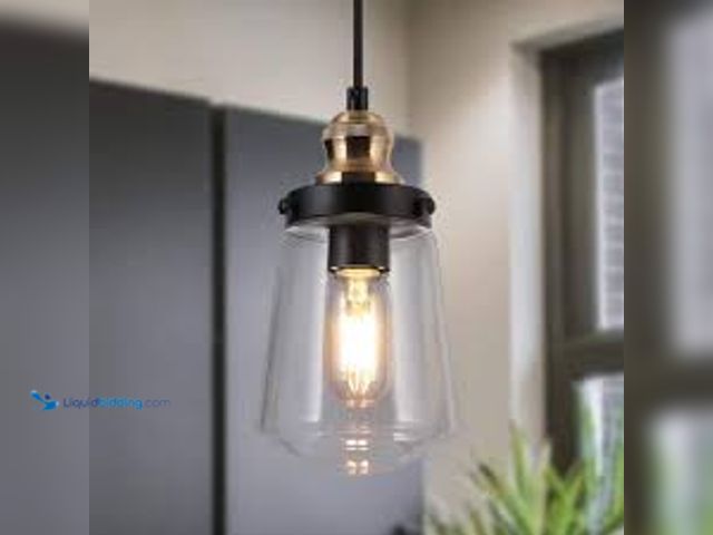 Lot 49-5459862 - Uolfin Modern Kitchen Island Chandelier Pendant Light 1-Light Black and Brass Cylinder Pendant Light...