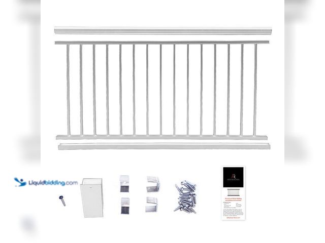Lot 49-5414554 - aria 36 in. x 69.43 I n. White Powder Coated Aluminum Preassembled Deck Railing  Model # A366PPW-6 u...