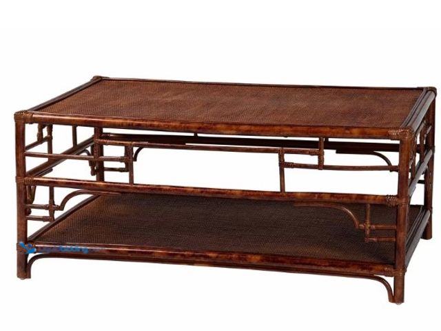 Lot 49-5538678 - bali & pari Sebalio Tortoise Natural Rattan Coffee Table with Open Shelf Marbled Tortoise Brown. UPC...