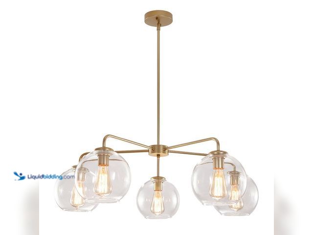 Lot 49-5437383 - Rennnsan Adrian 5-Light Gold Modern Glass Globe Bubble Chandelier. [Model # CL8101-01598] Unused