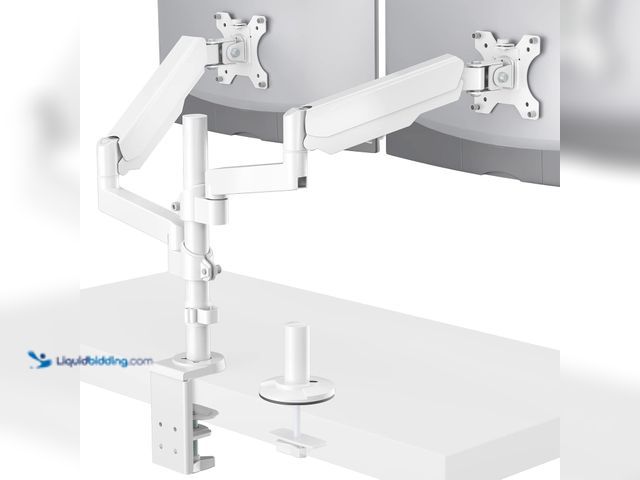 Lot 49-5437229 - WALI Dual Monitor Mount, Adjustable Gas Spring Arms Desk Mount for 2 Monitors up to 32 inch, 17.6lbs...
