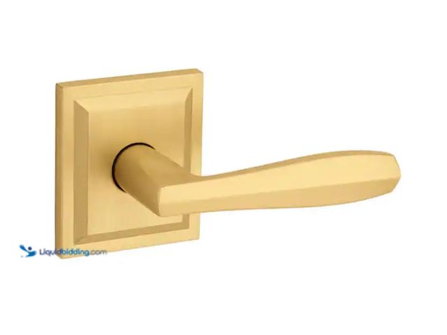 Lot 49-1547183 - Baldwin Torrey Satin Brass Low Profile Rose Hall/Closet Passage Door Handle, Model # 352TOL SLB US4,...