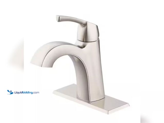 Lot 49-2000861 - Glacier Bay Calandine Single Handle Single Hole Bathroom Faucet with Deck plate Included in Brushed ...