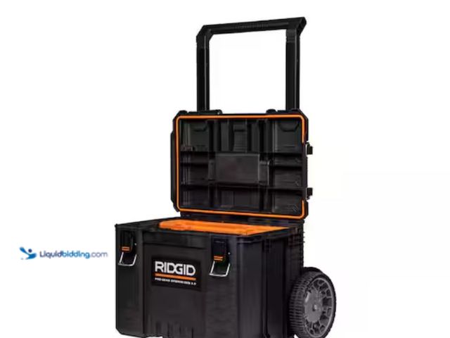 Lot 49-3614371 - RIDGID Pro Gear System Gen 2.0 Stackable 25 in All Terrain Rolling Tool Box with 9 in. Wheels, Model...