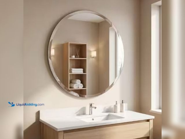 Lot 49-2004160 - XRAMFY Modern 30 in. W x 30 in. H Round Beveled Edge Frameless Wall Vanity Mirror, Model # QCPD265A5...