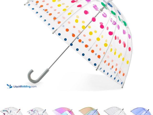 Lot 49-5477693 - totes Kids Clear Bubble Umbrella with Easy Grip Handle, Amazing Dots, One Size, Kids Clear Bubble Um...