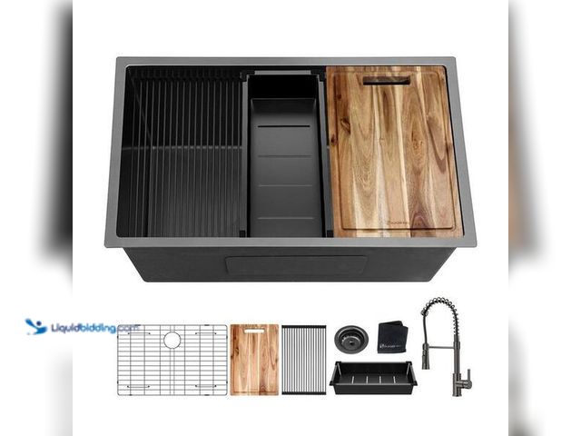 Lot 49-5477046 - Glacier Bay
30 in. Undermount Single Bowl 18 Gauge Gunmetal Black Stainless Steel Workstation Kitch...