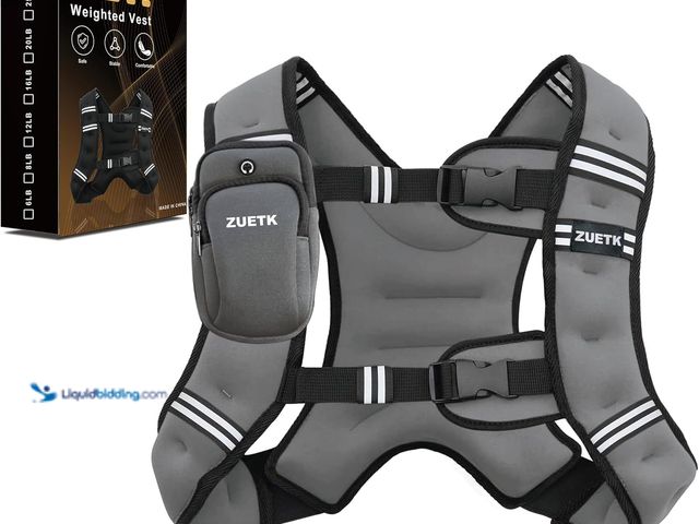 Lot 49-5413421 - Weighted Vest, 6lb/8lb/12lb/16lb/20lb Weight Vest with Reflective Stripe, Weighted Vest for Men Wome...
