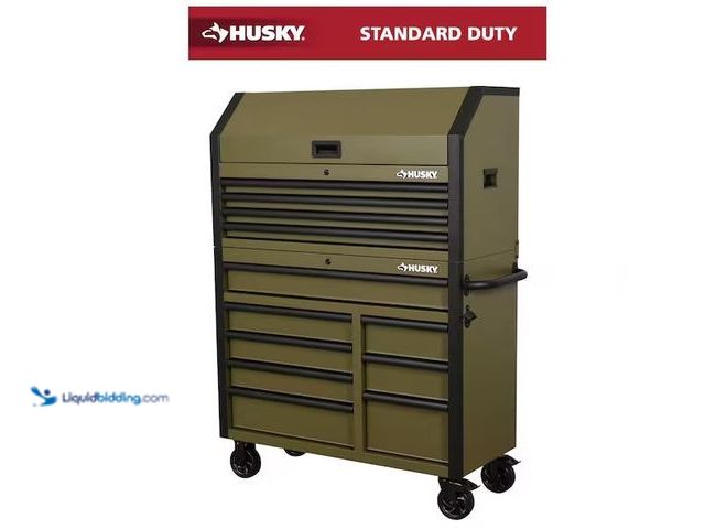 Lot 49-5555270 - Husky
Standard Duty 42 in. x 18 in. D 12-Drawer Matte Army Green Rolling Tool Chest Combo, Unused w...