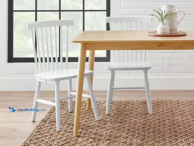 Lot 49-5541661 - StyleWell White Wood Windsor Dining Chair (Set of 2) (hardware included) Unused