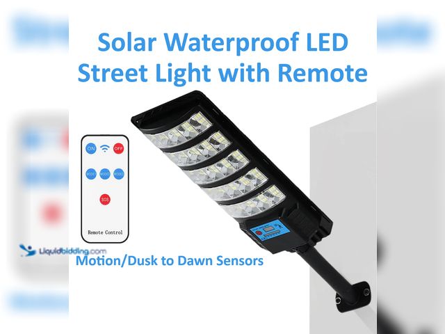 Lot 49-5434367 - Solar Waterproof LED Street Light with Remote and Motion/Dusk to Dawn Sensors 14.6"L x 5.9"W - NEW -...
