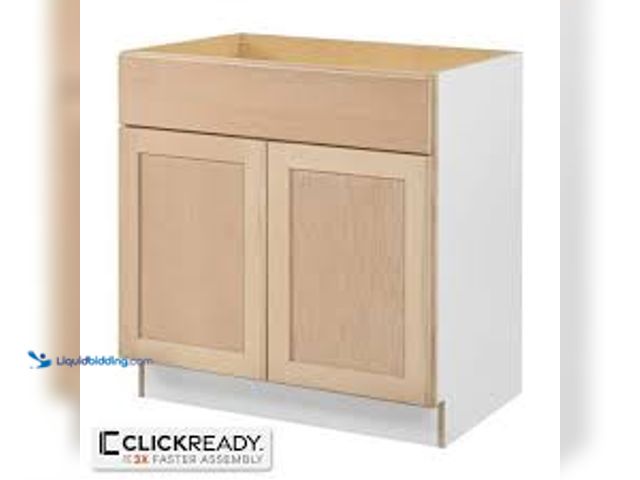 Lot 49-5485478 - Hampton Bay 33 in. W x 24 in. D x 34.5 in. H Ready to Assemble Sink Base Kitchen Cabinet in Unfinish...