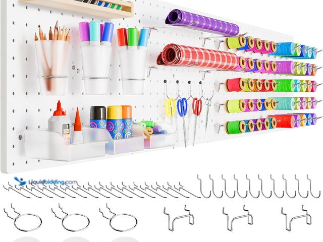 Lot 49-5437292 - FZK Peg Board,36pcs Pegboard Kit, Includes 4 White Pegboard and Accessories,Plastic Peg Board,with H...
