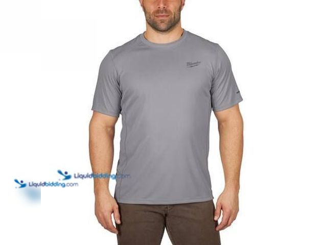 Lot 49-5575097 - QTY 2 - Milwaukee Gen II Men's Work Skin Large Gray Light Weight Performance Short-Sleeve T-Shirt. M...