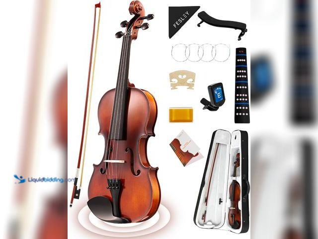 Lot 49-5475934 - Fesley Violin Fiddle Full Set: 4/4 Matt Violin Kit for Beginners, Acoustic Violin with Hard Case, So...