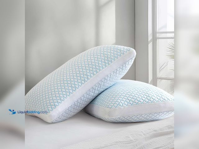 Lot 49-5413530 - Shredded Memory Foam Cooling Soft Bamboo Viscose Pillows Queen Size Set of 2, Adjustable Hypoallerge...