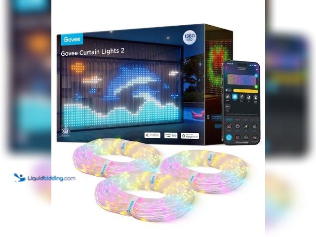 Lot 49-3432168 - Govee Curtain Lights 2, Smart LED Curtain Light with DIY GIF AIGC, 1560 LEDs, RGBIC Color Changing H...