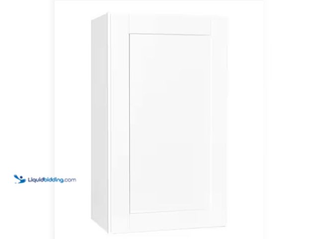 Lot 49-1550370 - Hampton Bay Shaker 21 in. W x 12 in. D x 36 in. H Assembled Wall Cabinet in Satin White, Unused.  Re...