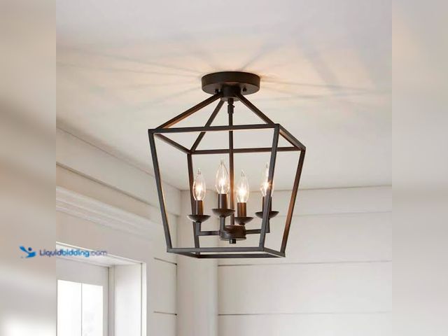 Lot 49-1629116 - Home Decorators Collection Weyburn 16.5 in. 4-Light Bronze Farmhouse Semi-Flush Mount Ceiling Light ...