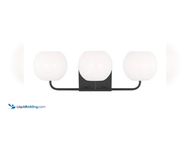Lot 49-5572435 - Generation Lighting Rory Large 25 in. 3-Light Midnight Black Bathroom Vanity Light with Opal Glass S...