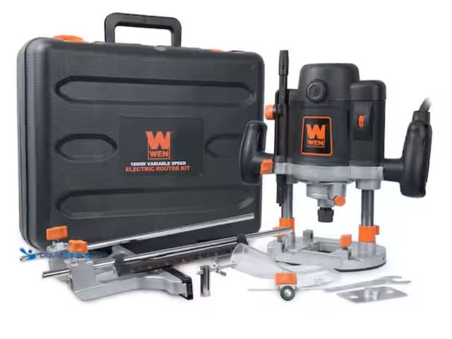 Lot 49-2006103 - WEN 15 Amp Variable Speed Plunge Wood Working Corded Router Kit with Carrying Case and Edge Guide, M...