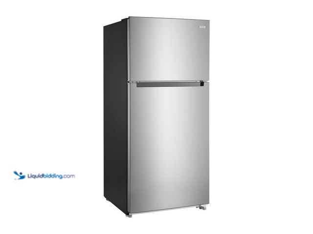 Lot 49-5453339 - Vissani 18 cu. ft. Top Freezer Refrigerator in Stainless Steel Look. [Model # MDTF18SSR] Unused. Pow...